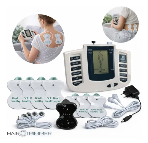 Aparelho Fisioterapia Choque Pulso Elétrico TENS Estimulador Muscular Eletroestimulação Tratamento Dor Uso Corporal Portátil Reabilitação Exercícios Relaxamento Hair Trimmer