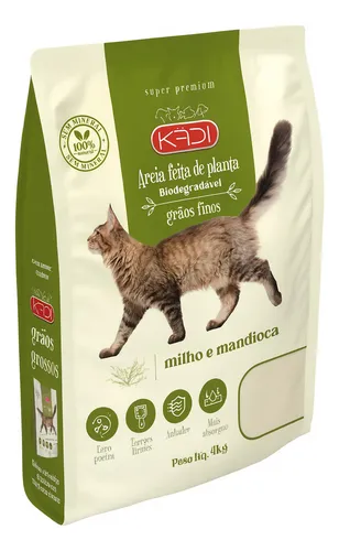 Areia Sanitária Kadi 4kg Grãos Finos Biodegradável Gatos
