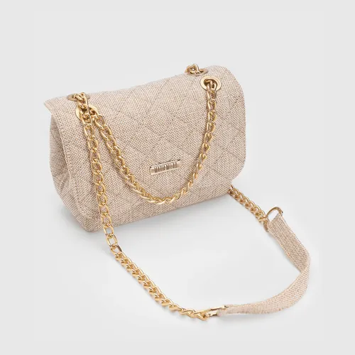 Bolsa De Lado Feminina Lateral Com Corrente Matelassê Festa Cor Palha
