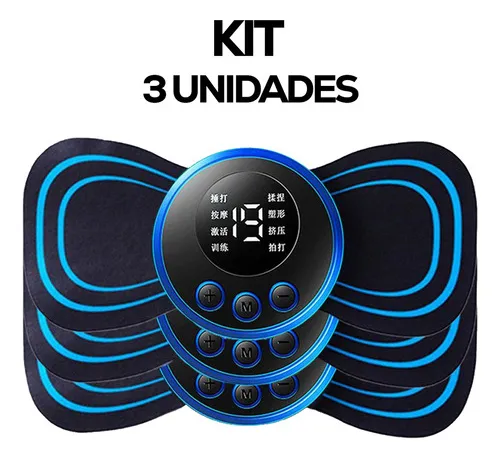 Kit 3 Massageador Portatil Elétrico Portátil Alivia Tensão Pés Aparelho Recarregável Dor Pescoço Coluna Muscular Fisioterapia