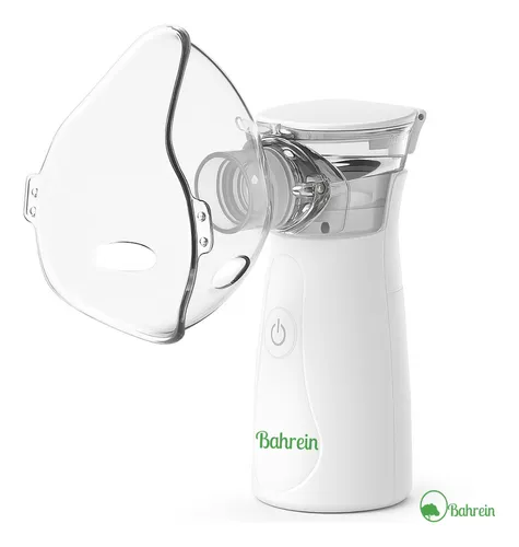 Handheld Nebulizador/ Inalador Marca Bahrein Portátil Sem Fio A Pilha ou Cabo USB Cor Branco com azul Compacto Mesh Bivolt Nebulizador Com Rede Vibratoria Aparelho Para Inalacao Inalador Silencioso