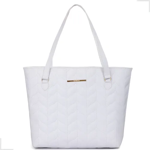 Bolsa Sacola Feminina Grande Alça De Ombro Trabalho Bordada Acambamento dos ferragens Ouro Cor Branco Desenho do tecido Bordado