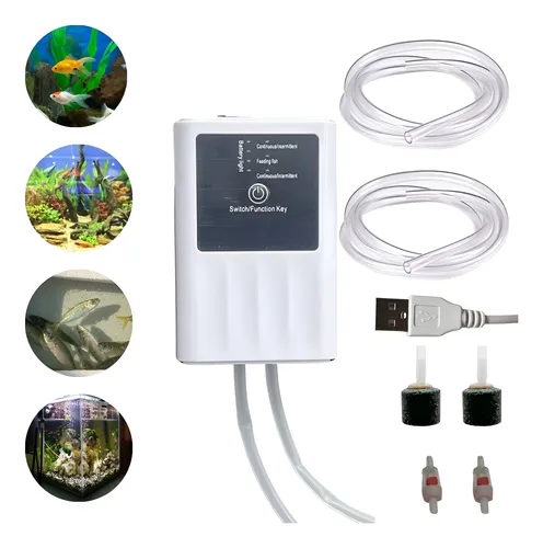 Oxigenador Aquário Nobreak Com 2 Saídas De Ar - Bivolt 3 W Bivolt