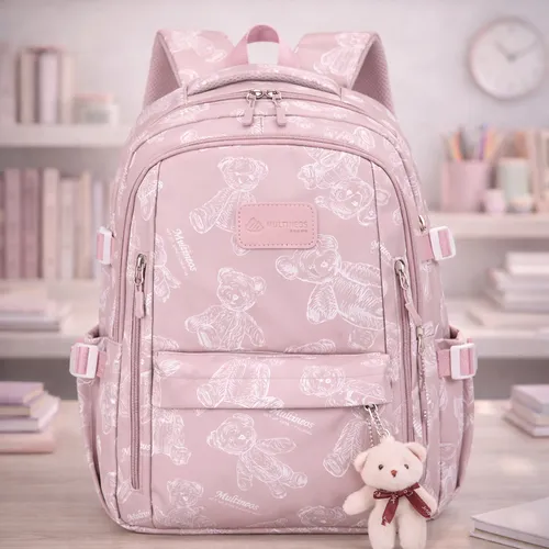 Jd Bag's Mochila Escolar Notebook Passeio Lazer Grande Capacidade Cor Rosa Desenho Do Tecido Lisa