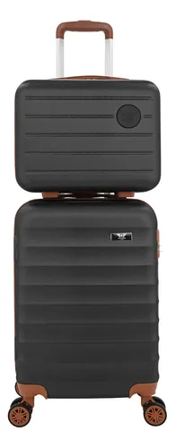 Kit Mala De Viagem Bordo Mão Pequena 10kg Abs Cadeado 360 Cor Preto