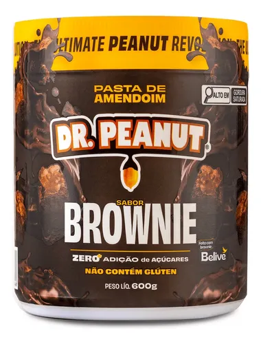 Pasta De Amendoim Com Whey Protein - 600g - Dr. Peanut Sabor Brownie