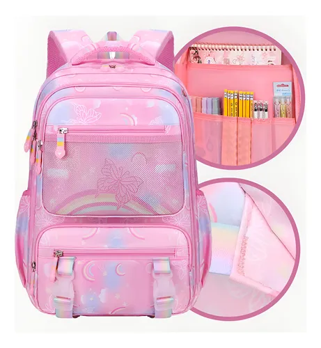 Mochila Infantil Feminina Acolchoado Fofo Reforçada Bolso