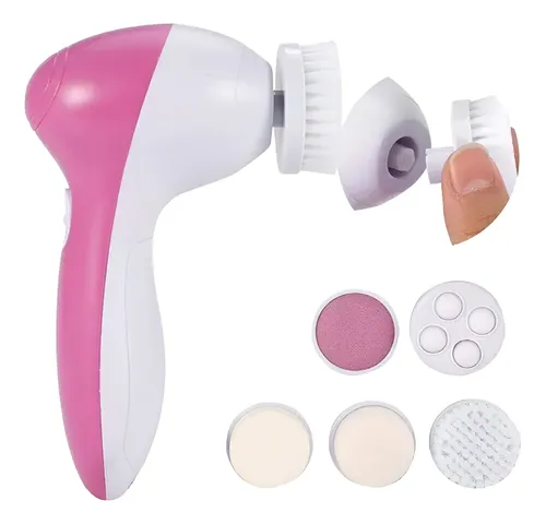 Massageador Escova Facial Eletrica 5 Em 1 Limpeza De Pele Rosa