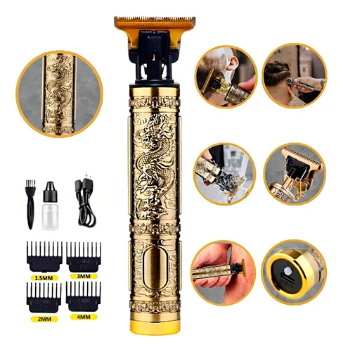 Máquina De Cortar Cabelo Maquininha Barbeador Elétrico Aparador De Pelos Profissional Dragão Lâmina Aço Inox Bivolt Recarregável Sem Fio Design Premium Leve Potente Silenciosa Corte De Precisão