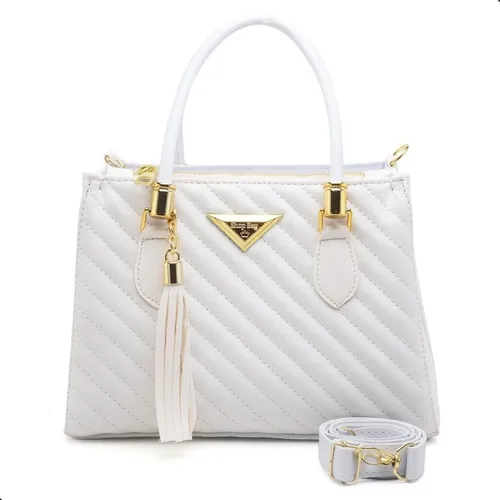 Bolsa tote Shopbag couro sintético branca 25x20x14 cm