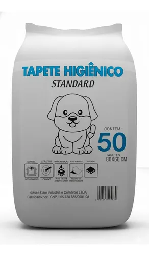 Tapete Higiênico Cachorro 50 Unidades Standard 1ª Linha (80x60) fralda manta absorvente pet cachorro cão