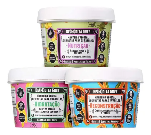 Kit Lola Cosmetics Cronograma Capilar Be(m) Dita Ghee 3x100g