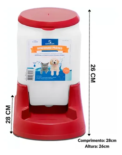 Kit Comedouro/bebedouro Peq. Automático 3 Litros Cães Gatos Cor Vermelho
