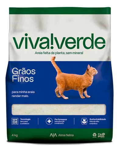 Viva!Verde Areia Higiênica para Gatos - Grãos Finos - 4kg