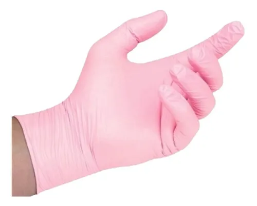 Luvas de Nitrila Talge Antiderrapantes Rosa Hipoalergênicas Tamanho P 100 Unid