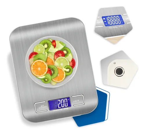 Balança Digital Cozinha Fitness Inox 10kg Alimentos Visor Grande Alta Precisão Pesar Dieta Portátil Prateada Pilha Nixzen
