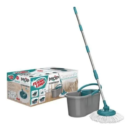 Mop Flash Limp Mop Giratório Fit com balde centrífuga Cinza-escuro