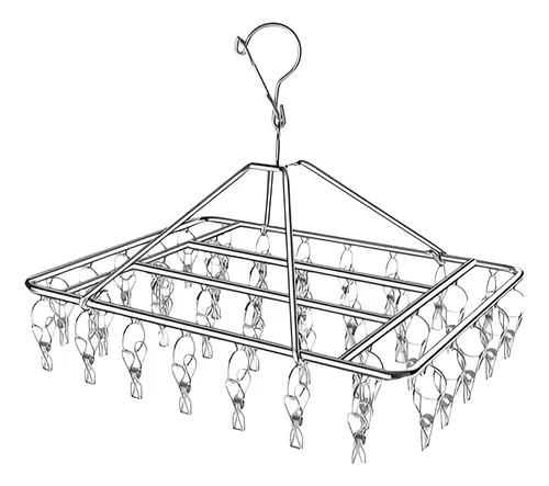 Varal 40 Clips Inox Prendedores Pratico E Retrátil Cabide