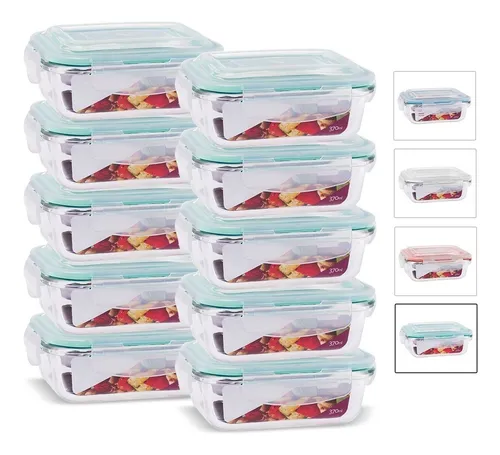 Kit Conjunto 10 Potes Vidro Hermético Marmita Tampa 370ml