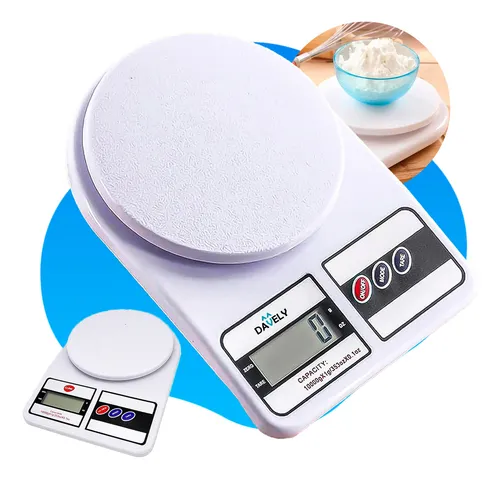 Balança Digital De Precisão Davely Cook Cozinha Para Uso Domestico e Profissional Fitness ideal para Dietas Treinos Alimentos Confeitaria Nutrição capacidade máxima 10 kg branco