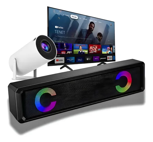 Caixa De Som Soundbar Home Theater P/ Notebook Pc Projetor Preto