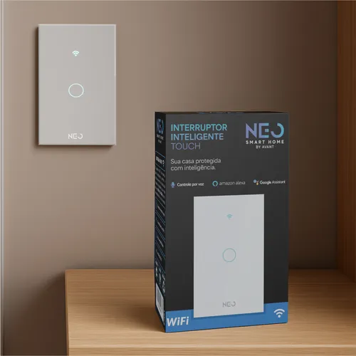 Interruptor Inteligente Smart Wifi 1 Botão Touch Alexa Google Bivolt 4x2 Branco Neo